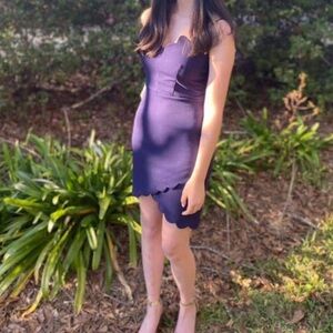 Darling Navy Scalloped Mini Dress